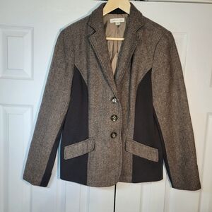 Coldwater Creek Tweed Jacket Brown Blazer Womens Size 10